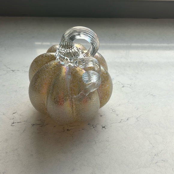 Silver Glass Pumpkin Decoration with Gold Accents - Perfect Condition - Picture 2 of 3